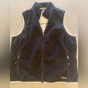 L.L. Bean Women's Black and Cream Fleece Vest